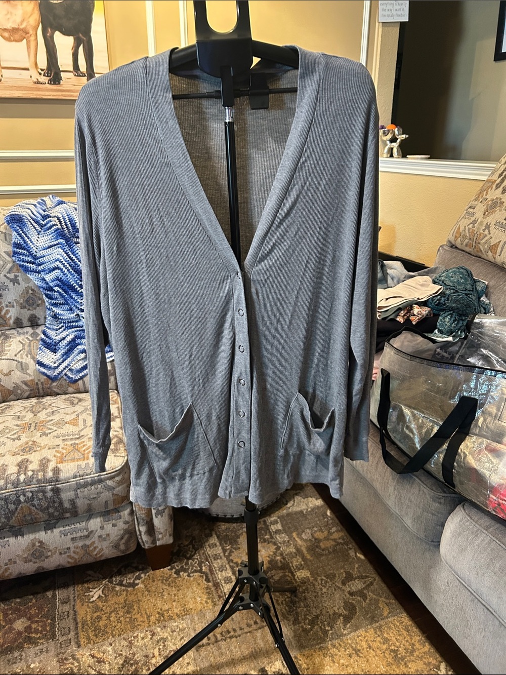 torrid Gray Lightweight Button-Front Sleep Cardigan with Pockets